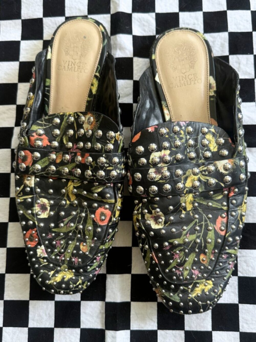 Vince Camuto Studded Floral Loafer Mules